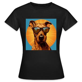 Irish Terrier Cool - Irish Terrier Hund - Frauen T-Shirt - Schwarz - Vorne - AI Model Female 172 dark (172cm)