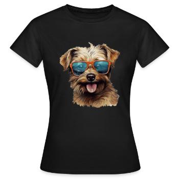 Norfolk Terrier Cool - Norfolk Terrier Hund - Frauen T-Shirt - Schwarz - Vorne - AI Model Female 172 dark (172cm)