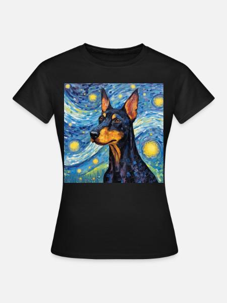 Dobermann Sternennacht - Frauen T-Shirt - Schwarz