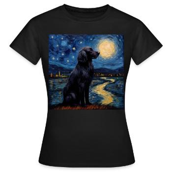 Flat Coated Retriever Sternennacht - Frauen T-Shirt - Schwarz - Vorne - AI Model Female 172 dark (172cm)