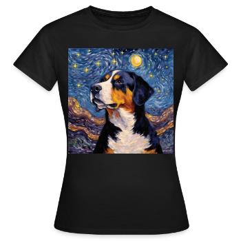 Grand Bouvier Suisse Nuit étoilée - T-shirt Femme - noir - Devant - AI Model Female 172 dark (172cm)