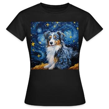 Berger australien nuit étoilée - T-shirt Femme - noir - Devant - AI Model Female 172 dark (172cm)