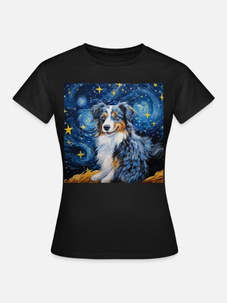 Australian Shepherd Sternennacht - Frauen T-Shirt - Schwarz