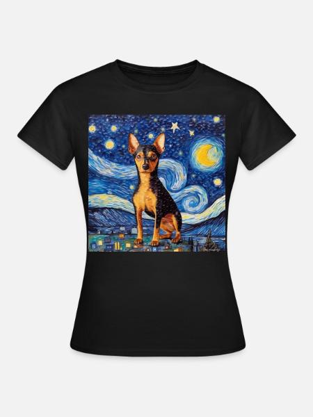 Zwergpinscher Sternennacht - Frauen T-Shirt - Schwarz