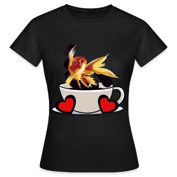 Kaffee Pause Fisch Koffein Erfrischung Fantasy - Frauen T-Shirt - Schwarz - Vorne - AI Model Female 172 dark (172cm)