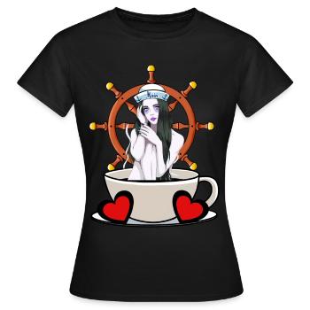 Maritim Steuerrad Steuermann Seefahrt Matrose Moin - Frauen T-Shirt - Schwarz - Vorne - AI Model Female 172 dark (172cm)