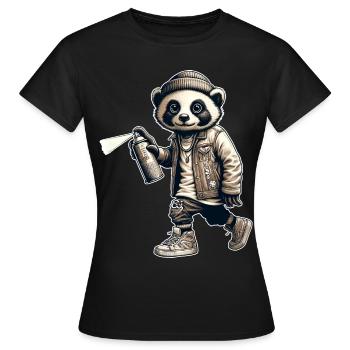 Panda Graffiti Bombe aérosol Street Art - T-shirt Femme - noir - Devant - AI Model Female 172 dark (172cm)