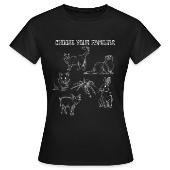 Choisissez votre familier, sorcière, Halloween - T-shirt Femme - noir - Devant - AI Model Female 172 dark (172cm)