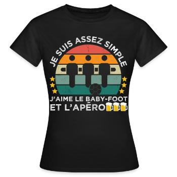 J' aime le baby-foot et l' apéro cadeau vintage - T-shirt Femme - noir - Devant - AI Model Female 172 dark (172cm)