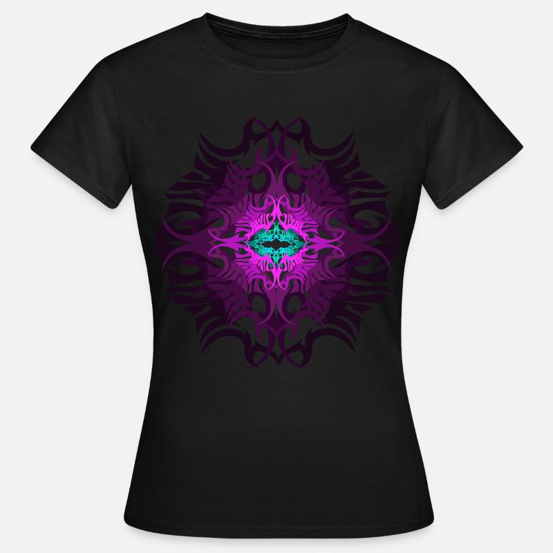 Psychedelic Mandala Pattern Tribal Pink Goa - Women's T-Shirt - black