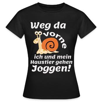 Lustiges Jogging Shirt mit Schnecke Joggen gehen - Frauen T-Shirt - Schwarz - Vorne - AI Model Female 172 dark (172cm)