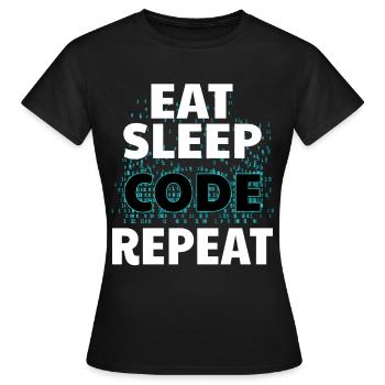 Eat Sleep Code Programmation informatique Nerd Java - T-shirt Femme - noir - Devant - AI Model Female 172 dark (172cm)