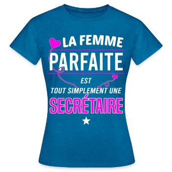 The perfect woman is secretary - Women's T-Shirt - antique blue sapphire heather - Front - AI Model Female 172 dark (172cm)