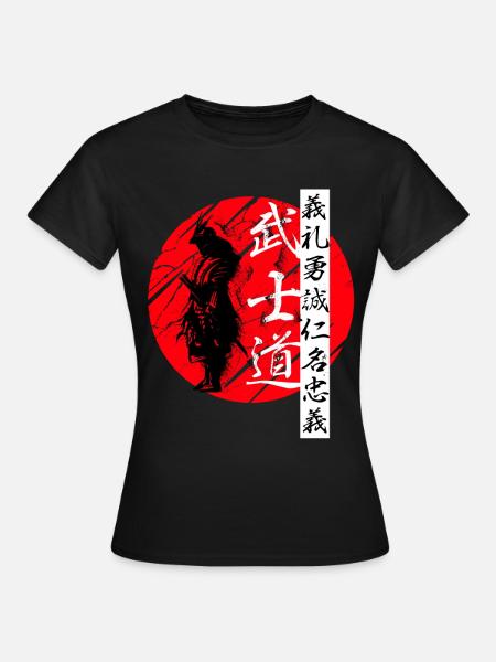 Bushido Code Samurai Warrior Kanji Noir - T-shirt Femme - noir