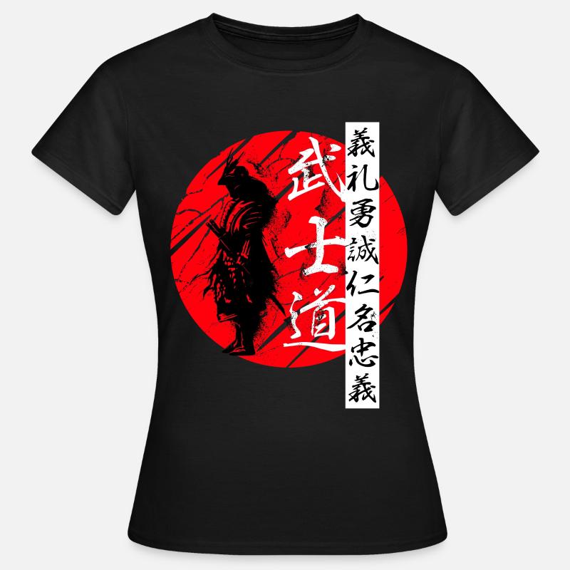 Bushido Code Samurai Warrior Kanji Noir - T-shirt Femme - noir