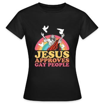 Christian Homosexuell Pride Jesus - Frauen T-Shirt - Schwarz - Vorne - AI Model Female 172 dark (172cm)