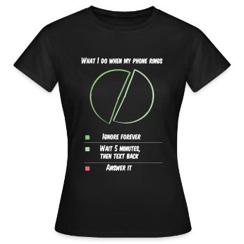 Lustiger introvertierter antisozialer Telefonanruf - Frauen T-Shirt - Schwarz - Vorne - AI Model Female 172 dark (172cm)
