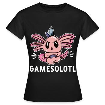 Axolotl Amphibie Lurch Salamander - Frauen T-Shirt - Schwarz - Vorne - AI Model Female 172 dark (172cm)