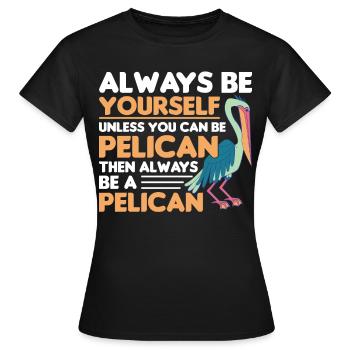 Pelican Pelicans Oiseaux Oiseaux Oiseaux - T-shirt Femme - noir - Devant - AI Model Female 172 dark (172cm)