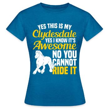 Clydesdale Equestrian Sport Cold Blood Horse Scotland - Women's T-Shirt - antique blue sapphire heather - Front - AI Model Female 172 dark (172cm)