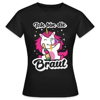 Braut Einhorn JGA Hochzeit Junggesellenabschied - Frauen T-Shirt - Schwarz - Vorne - AI Model Female 172 dark (172cm)