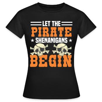Corsaire de partie de crâne de pirate enfants - T-shirt Femme - noir - Devant - AI Model Female 172 dark (172cm)