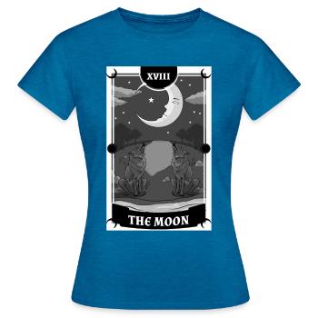 Anime -Tarot -Karte der Mond Gothic - Frauen T-Shirt - Antikblaues Saphir meliert - Vorne - AI Model Female 172 dark (172cm)