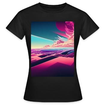Japanische Dampfwelle Ästhetik blau rosa Muster La - Frauen T-Shirt - Schwarz - Vorne - AI Model Female 172 dark (172cm)