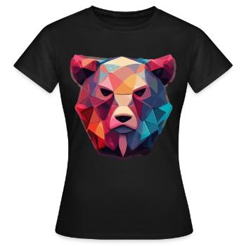 Niedliche Bärengesicht Polygon niedrige Polybären - Frauen T-Shirt - Schwarz - Vorne - AI Model Female 172 dark (172cm)