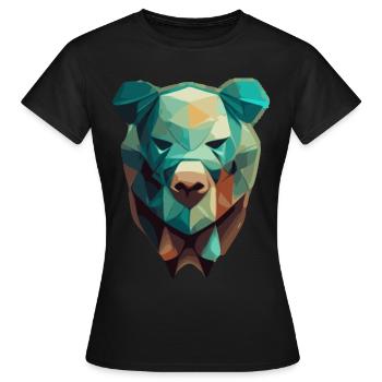 Niedliche Bärengesicht Polygon niedrige Polybären - Frauen T-Shirt - Schwarz - Vorne - AI Model Female 172 dark (172cm)