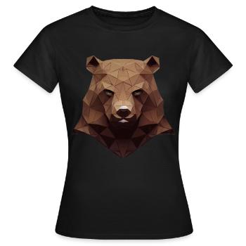 Polygonbärenkopf niedrige Polybären - Frauen T-Shirt - Schwarz - Vorne - AI Model Female 172 dark (172cm)