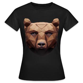 Niedliche Bärenkopf Polygon niedrige Polybären - Frauen T-Shirt - Schwarz - Vorne - AI Model Female 172 dark (172cm)