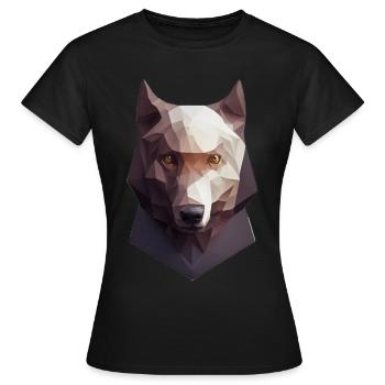 Wolfkopf niedriger Polygonwölfe geometrisch - Frauen T-Shirt - Schwarz - Vorne - AI Model Female 172 dark (172cm)
