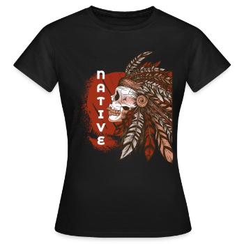 Indianer Indianer Schädel Kopfschmuck - Frauen T-Shirt - Schwarz - Vorne - AI Model Female 172 dark (172cm)