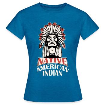 Indigene Kopfschmuck Indian Indian Indianer Erbe - Frauen T-Shirt - Antikblaues Saphir meliert - Vorne - AI Model Female 172 dark (172cm)