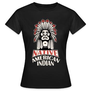 Indigene Kopfschmuck Indian Indian Indianer Erbe - Frauen T-Shirt - Schwarz - Vorne - AI Model Female 172 dark (172cm)