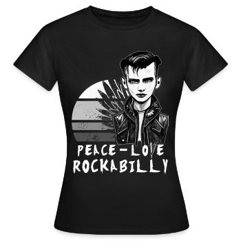 Friedensliebe Rockabilly Retro Psychobilly Greaser - Frauen T-Shirt - Schwarz - Vorne - AI Model Female 172 dark (172cm)