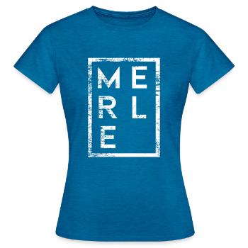 Merle Minimalismus - Frauen T-Shirt - Antikblaues Saphir meliert - Vorne - AI Model Female 172 dark (172cm)