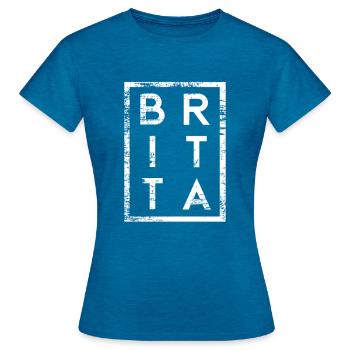 Britta Minimalismus - Frauen T-Shirt - Antikblaues Saphir meliert - Vorne - AI Model Female 172 dark (172cm)