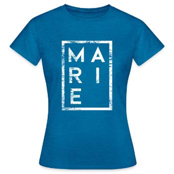 Marie Minimalismus - Frauen T-Shirt - Antikblaues Saphir meliert - Vorne - AI Model Female 172 dark (172cm)