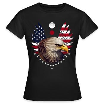 Bald Eagle American Flag US Flag Patriotic Animal - Frauen T-Shirt - Schwarz - Vorne - AI Model Female 172 dark (172cm)
