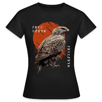 Buse Celtique Viking Runes Mythologie nordique Oiseau - T-shirt Femme - noir - Devant - AI Model Female 172 dark (172cm)