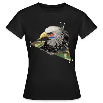 American Camouflage Bald Eagle Veteran Patriotic - Frauen T-Shirt - Schwarz - Vorne - AI Model Female 172 dark (172cm)