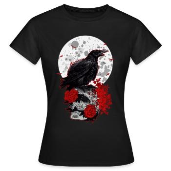 Occult Raven Flower Skull Gothic Witch Aesthetic - Frauen T-Shirt - Schwarz - Vorne - AI Model Female 172 dark (172cm)