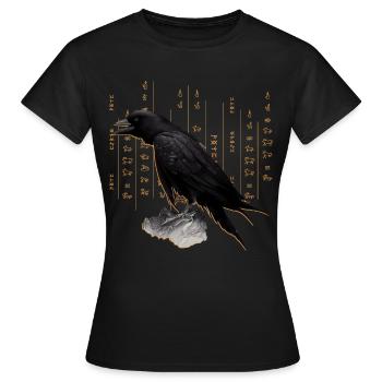 Viking Crow Nordic Viking Runes Raven Norse Celtic - Frauen T-Shirt - Schwarz - Vorne - AI Model Female 172 dark (172cm)