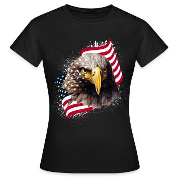 Patriotic Eagle US American Flag Bald Eagle USA - Frauen T-Shirt - Schwarz - Vorne - AI Model Female 172 dark (172cm)
