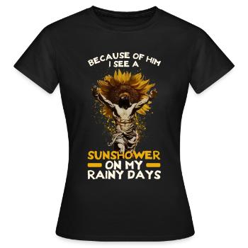 Jésus Positive Inspirante Foi chrétienne Sunfl - T-shirt Femme - noir - Devant - AI Model Female 172 dark (172cm)