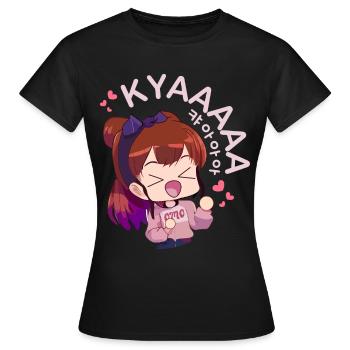 Kyaa Funny KPOP Anime Chibi Korean Pop Music - Frauen T-Shirt - Schwarz - Vorne - AI Model Female 172 dark (172cm)