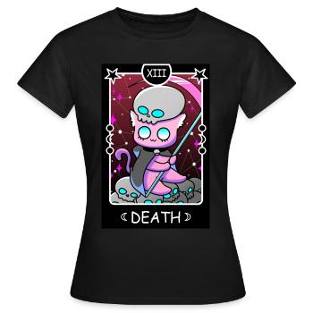 Kawaii Pastel Goth Tarot Card Death Grim Reaper Cu - Frauen T-Shirt - Schwarz - Vorne - AI Model Female 172 dark (172cm)