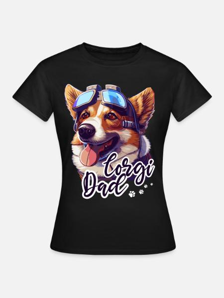 Corgi Dad Sci-Fi Futuristic Pembroke Welsh Corgi - Dame-T-shirt - sort